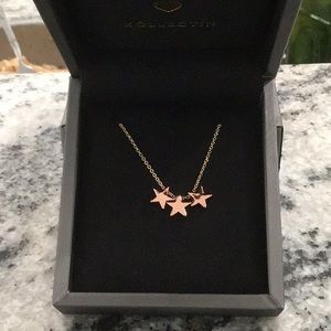 Gold and rose gold star necklace